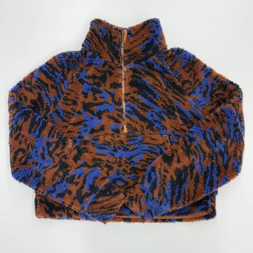 Lululemon Scuba Fleece Funnel Neck Camo Jacquard Copper True Navy XS/S